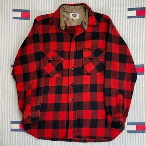 Vintage 70s Sears Pilgrim Wool Plaid Flannel button down shirt